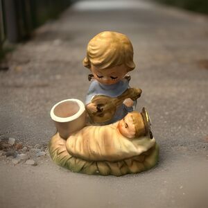 Vintage Holt Howard Music Banjo Angel W/ Baby Jesus Candle Holder 1963 Japan